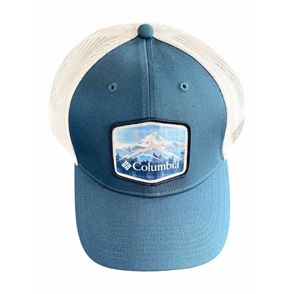 Columbia Blue/White Solid Trucker Hat Mesh Back Adjustable One Size Casual